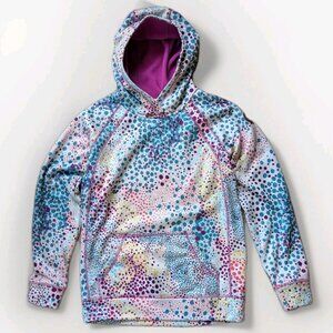 Burton Girls Crown Bonded Pullover Hoodie Stout White Dots Fleece Lined Girl's L
